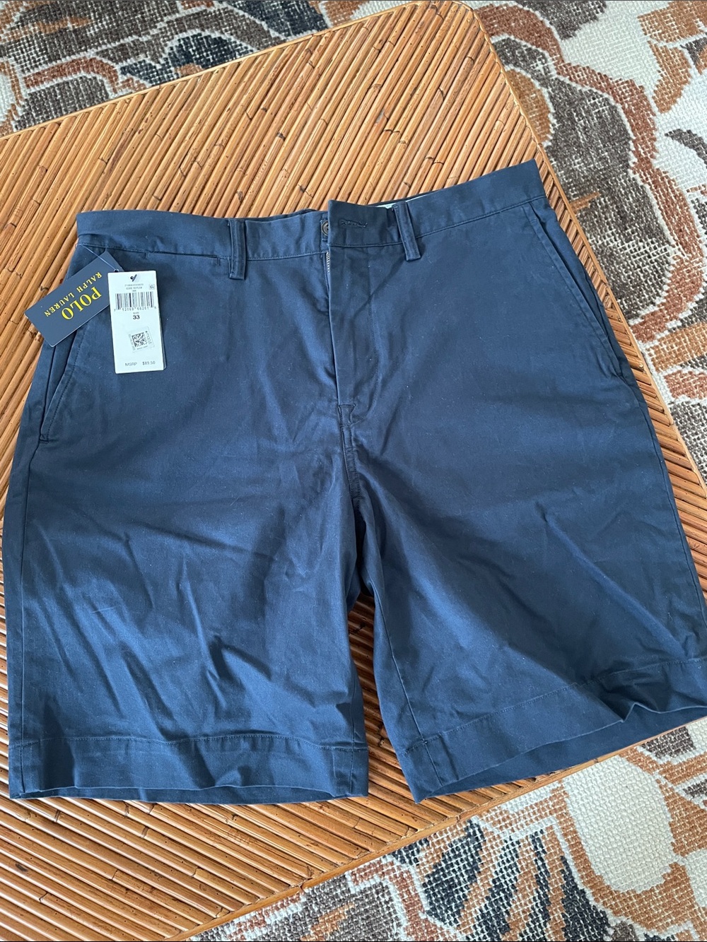 Polo by Ralph Lauren Navy Cotton Flat-Front Shorts